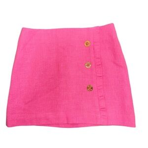 Lilly Pulitzer Hotty Pink Gold Button Hayes Mini Skirt